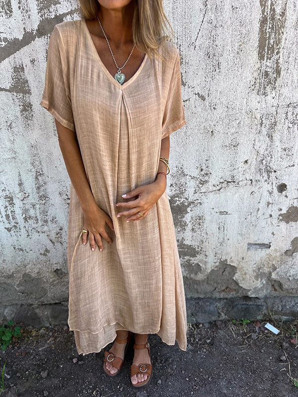 NOVERA™ | Flattering Loose V-Neck Dress for Effortless Style