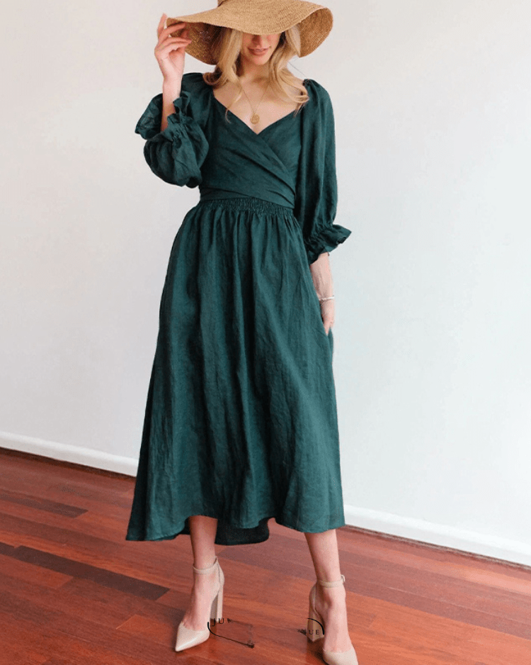 Tana | Elegant French Dress with Stylish Ruffled Sleeves