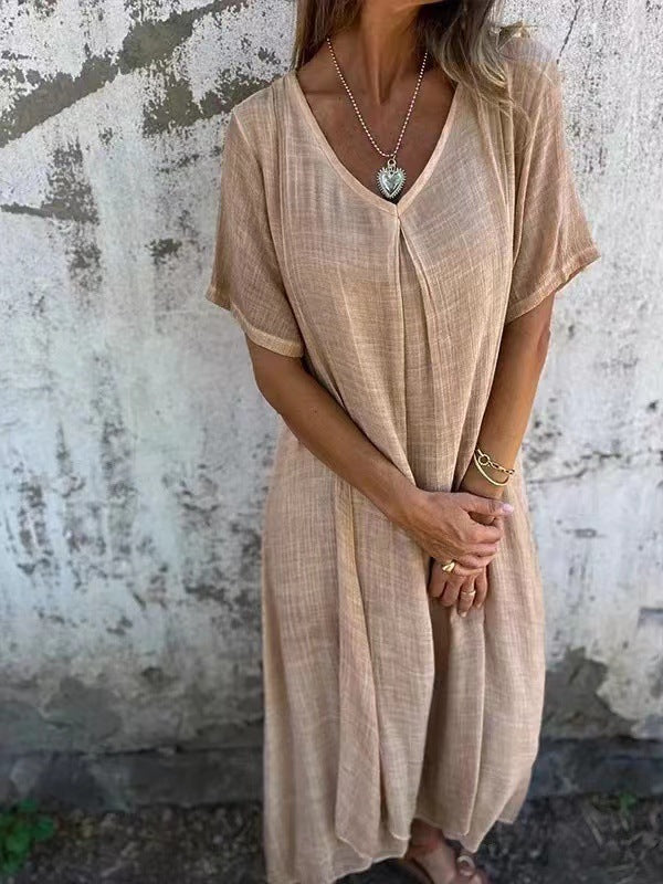 NOVERA™ | Flattering Loose V-Neck Dress for Effortless Style