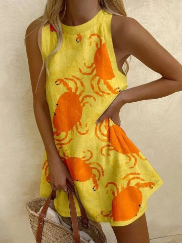 Orvienne™ | Stylish Mini Dress Featuring Fun Crab Print