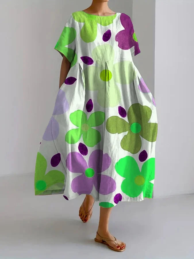 Eliana | Vibrant Floral Midi Dress for Effortless Summer Style