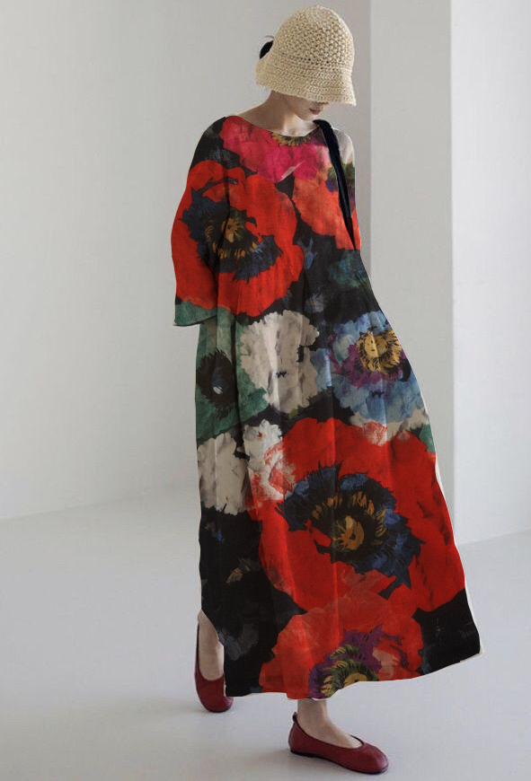 ROSALIA | Vibrant floral midi dress for ultimate comfort