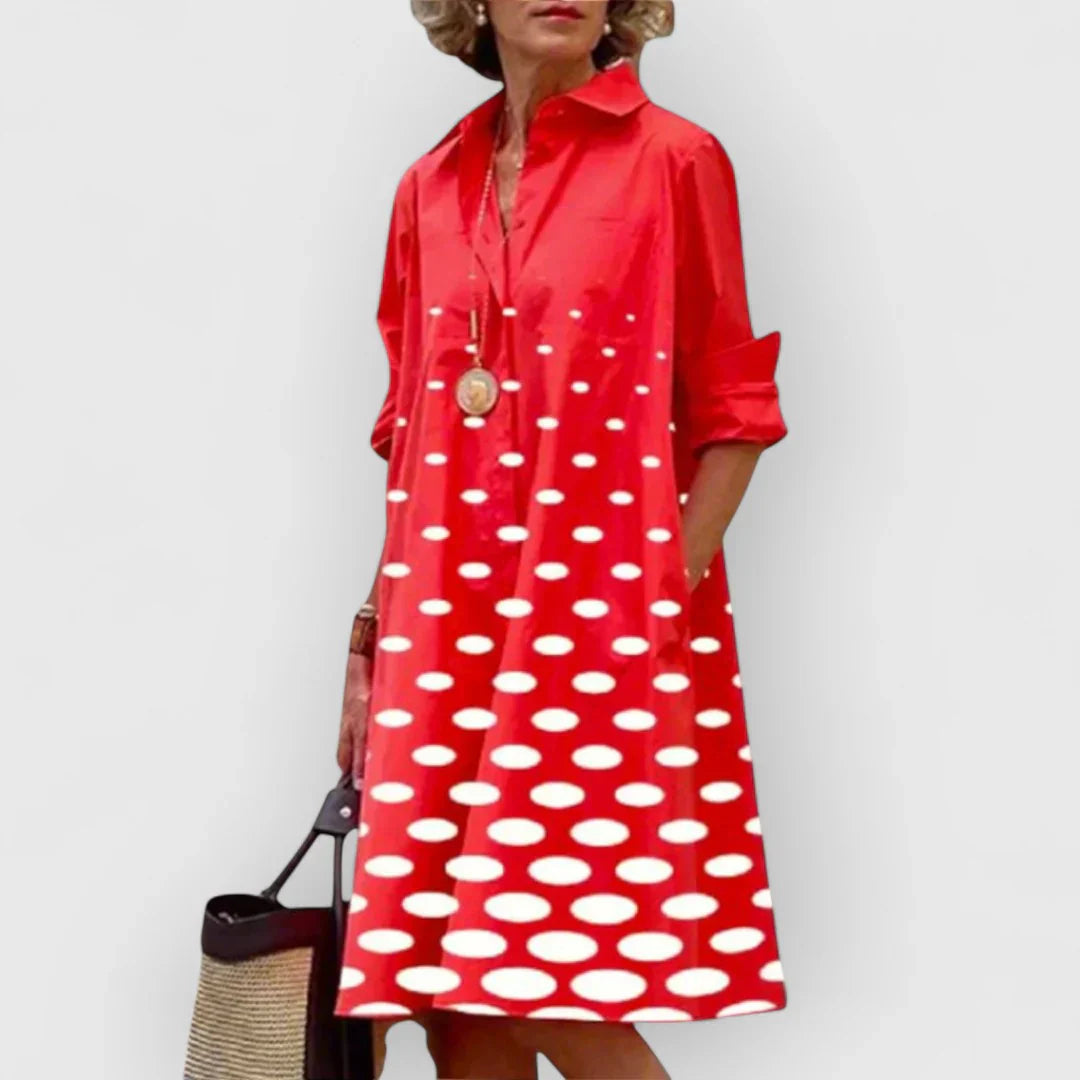 Adelia | Chic Midi Dress with Polka Dots, Perfect Fit