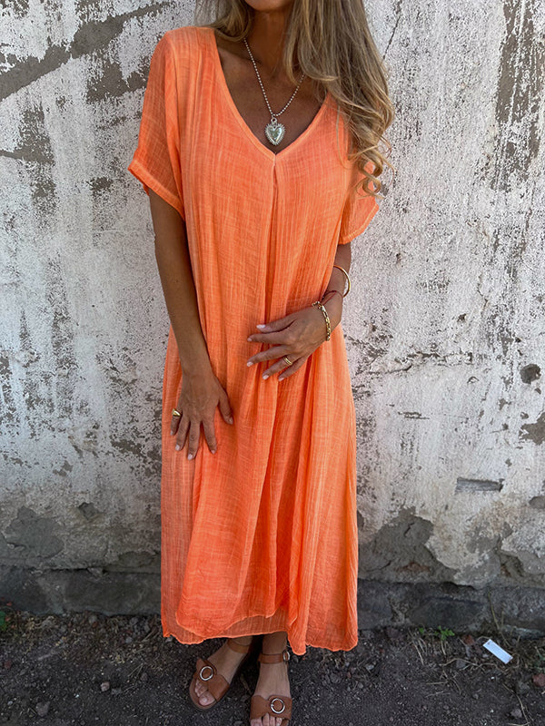 NOVERA™ | Flattering Loose V-Neck Dress for Effortless Style