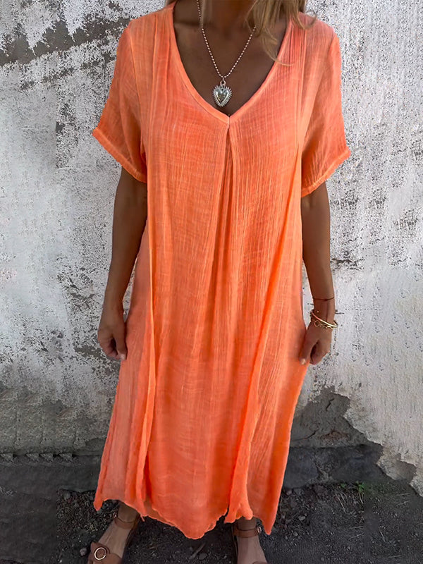 NOVERA™ | Flattering Loose V-Neck Dress for Effortless Style