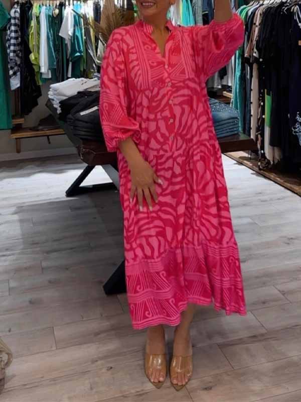 Mira | Stylish V-Neck Dress with Vibrant Prints