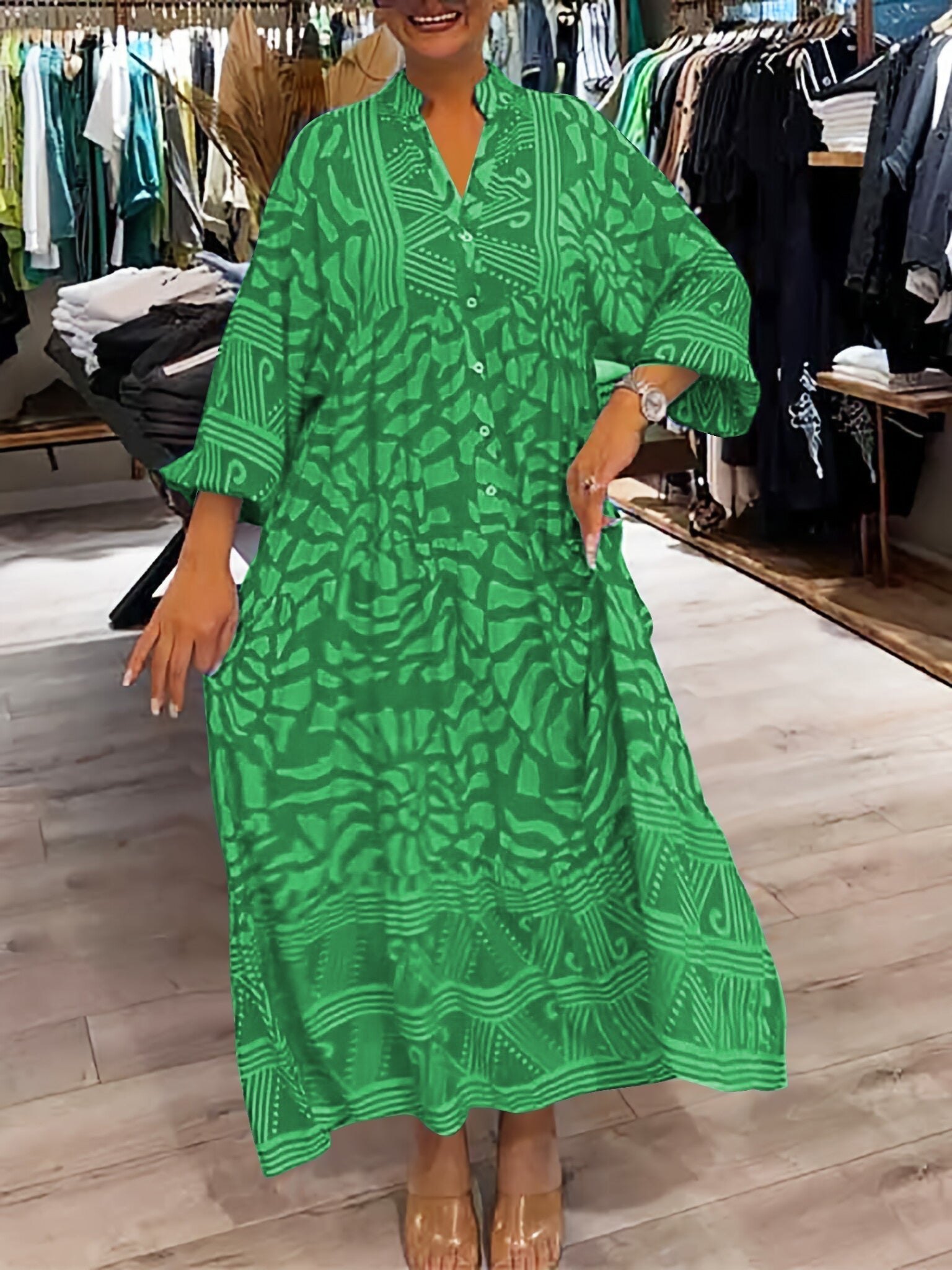 Mira | Stylish V-Neck Dress with Vibrant Prints