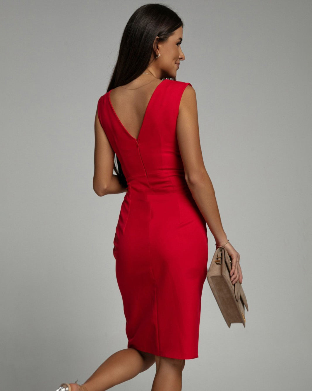 Florine | Elegant V-Neck Fitted Dress with Stylish Split