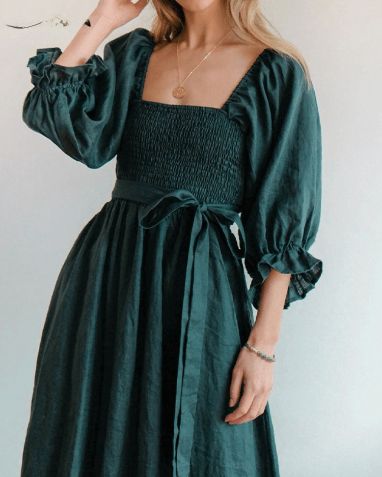 Tana | Elegant French Dress with Stylish Ruffled Sleeves