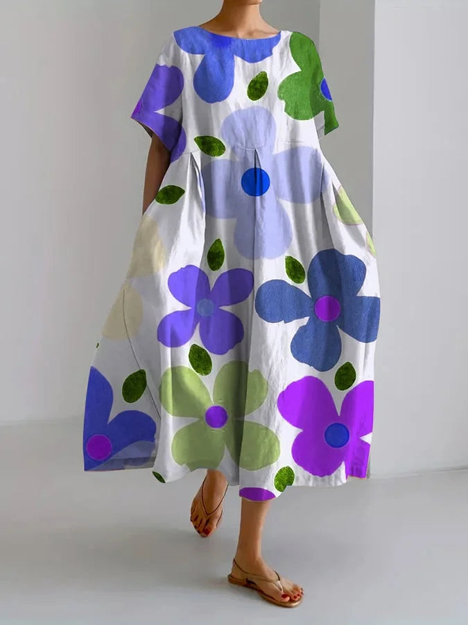 Eliana | Vibrant Floral Midi Dress for Effortless Summer Style