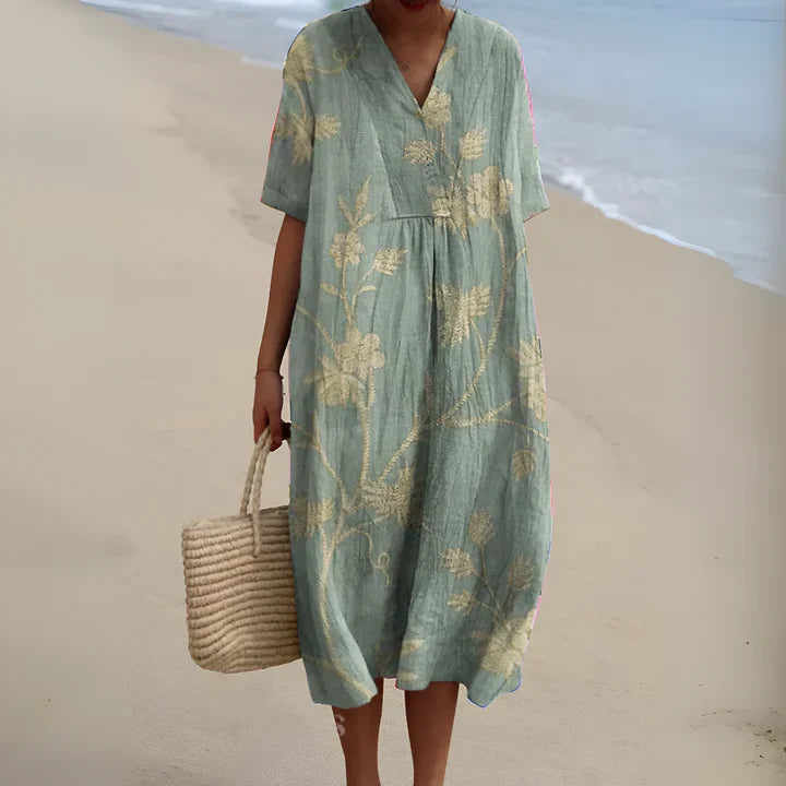 Olalla | Chic summer dress featuring bold, colourful designs