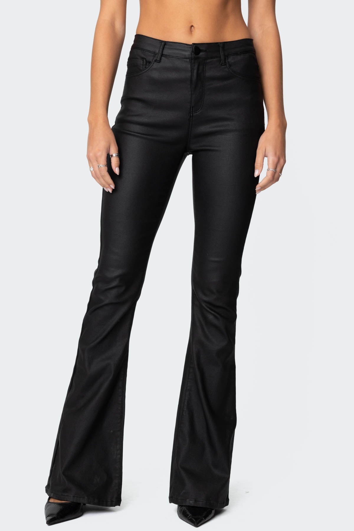 Luna | Faux Leather Flare Jeans