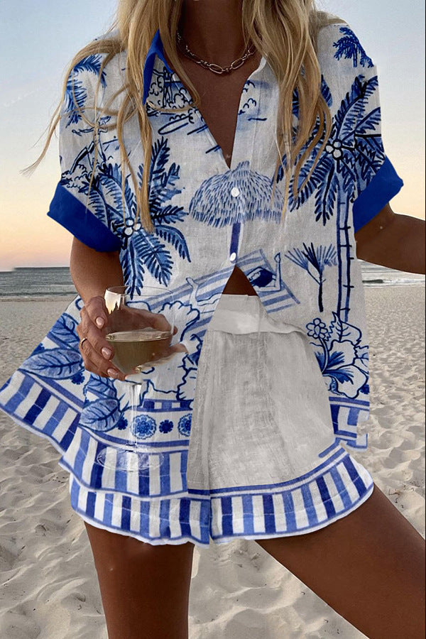 Zanika™ | Lightweight, breathable linen set with tropical design