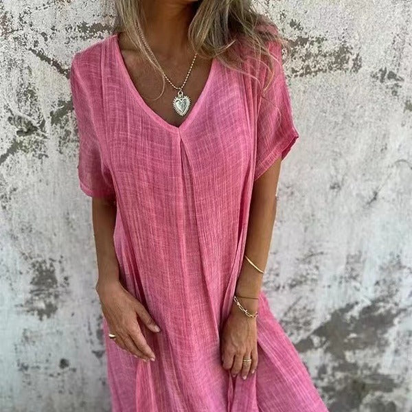 NOVERA™ | Flattering Loose V-Neck Dress for Effortless Style