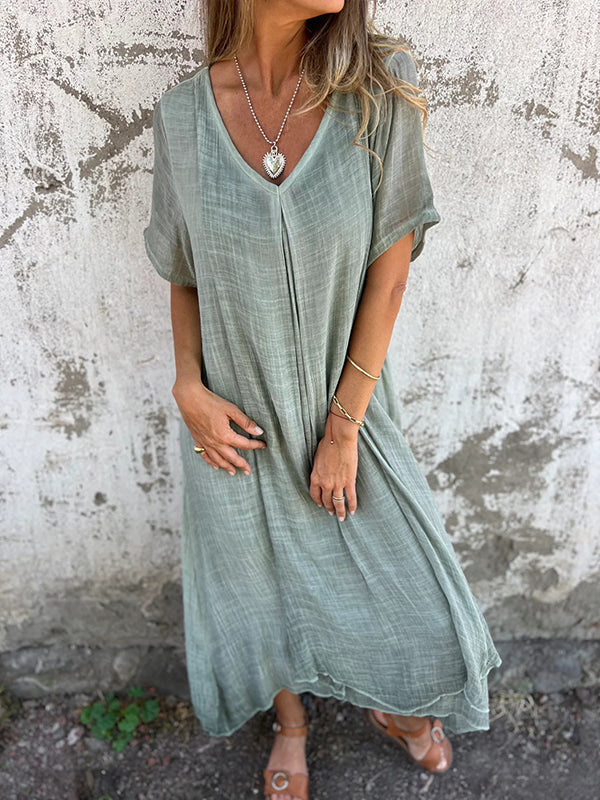 NOVERA™ | Flattering Loose V-Neck Dress for Effortless Style