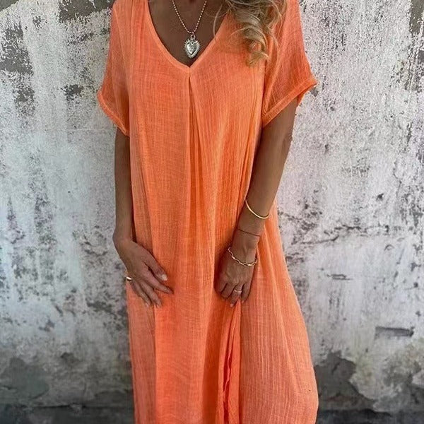NOVERA™ | Flattering Loose V-Neck Dress for Effortless Style