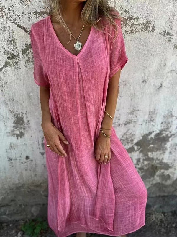NOVERA™ | Flattering Loose V-Neck Dress for Effortless Style