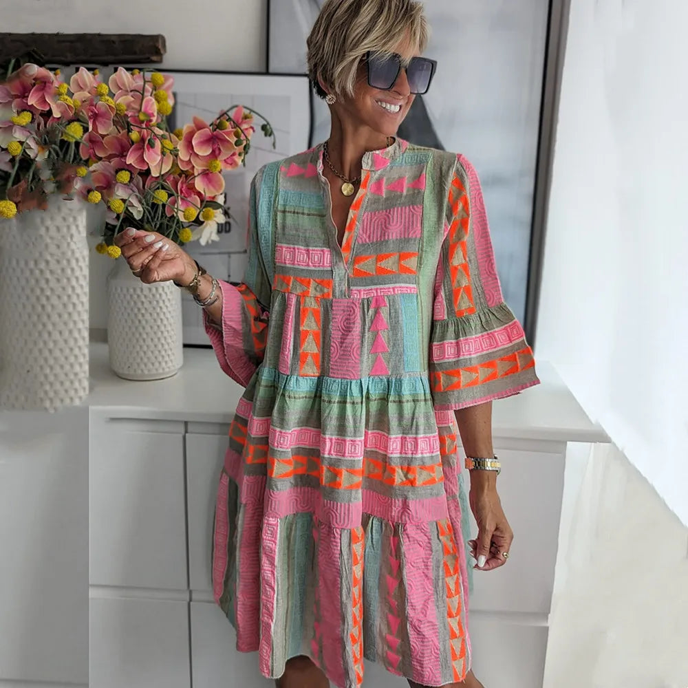Kiki | Stylish Floral Midi Dress for Effortless Elegance
