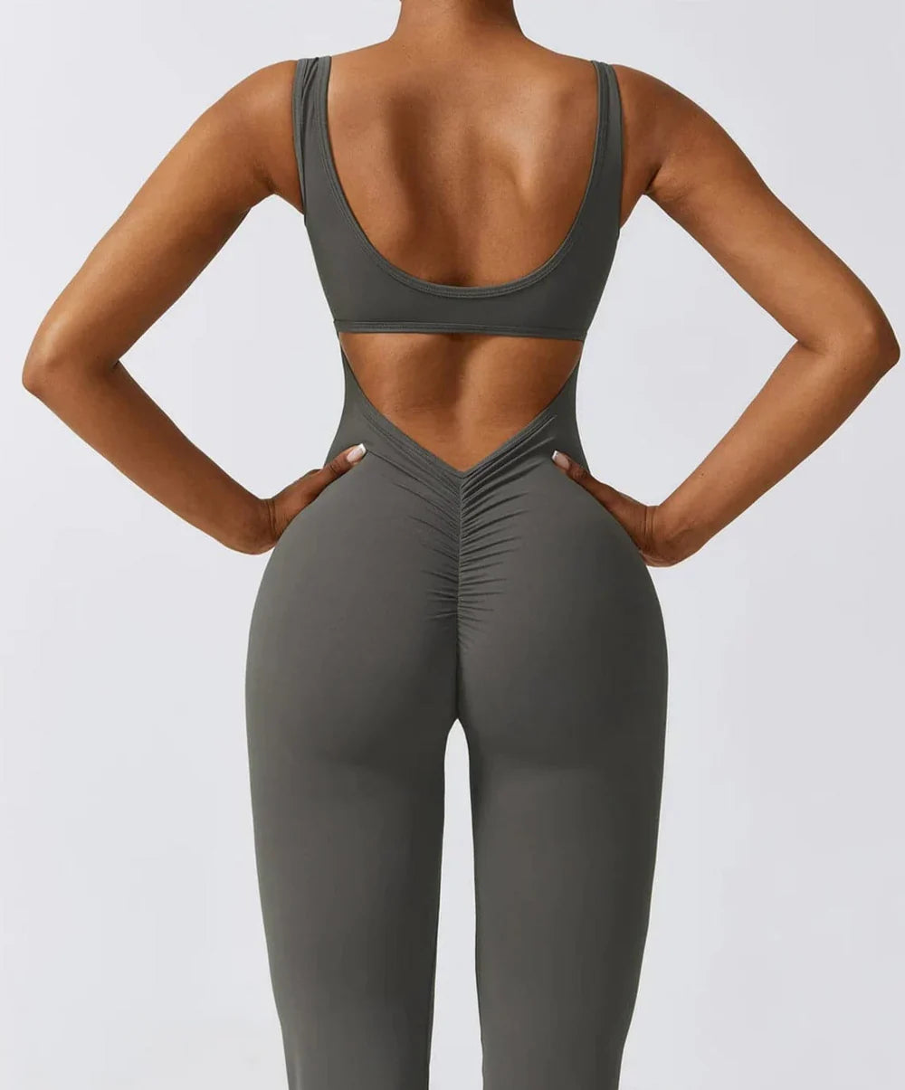 Moda & Olivia™ - Butt Lift Flared Jumpsuit