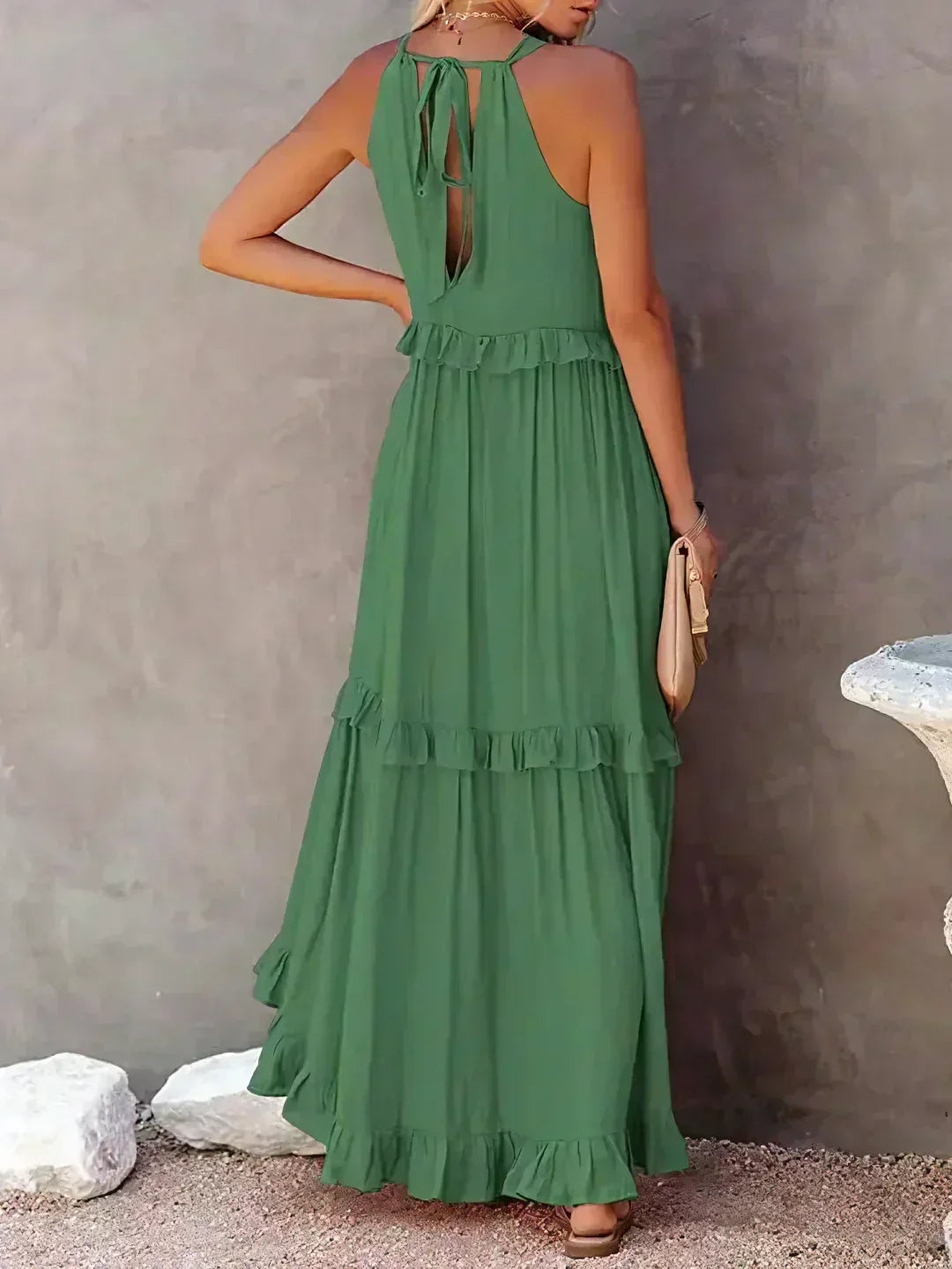 Sarah | Elegant Halter Maxi Dress with Ruffles, Perfect for Summer
