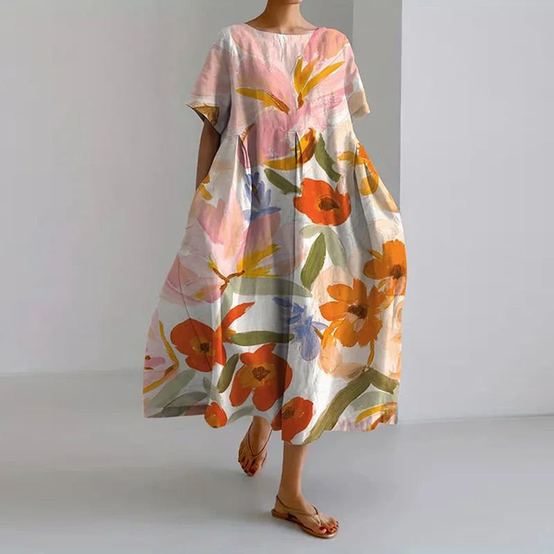 VALENTINA | Elegant Summer Floral Dress for Comfort and Style