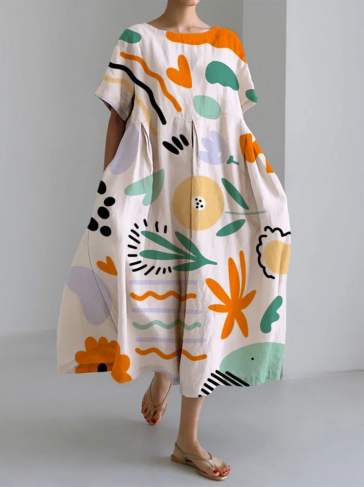 Milena | Vibrant Long Dress with Breezy Comfort and Artistic Design