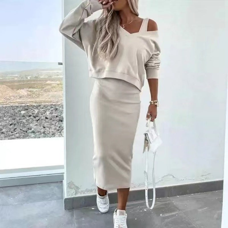 Women's 2-Piece Set V-Neck Pullover