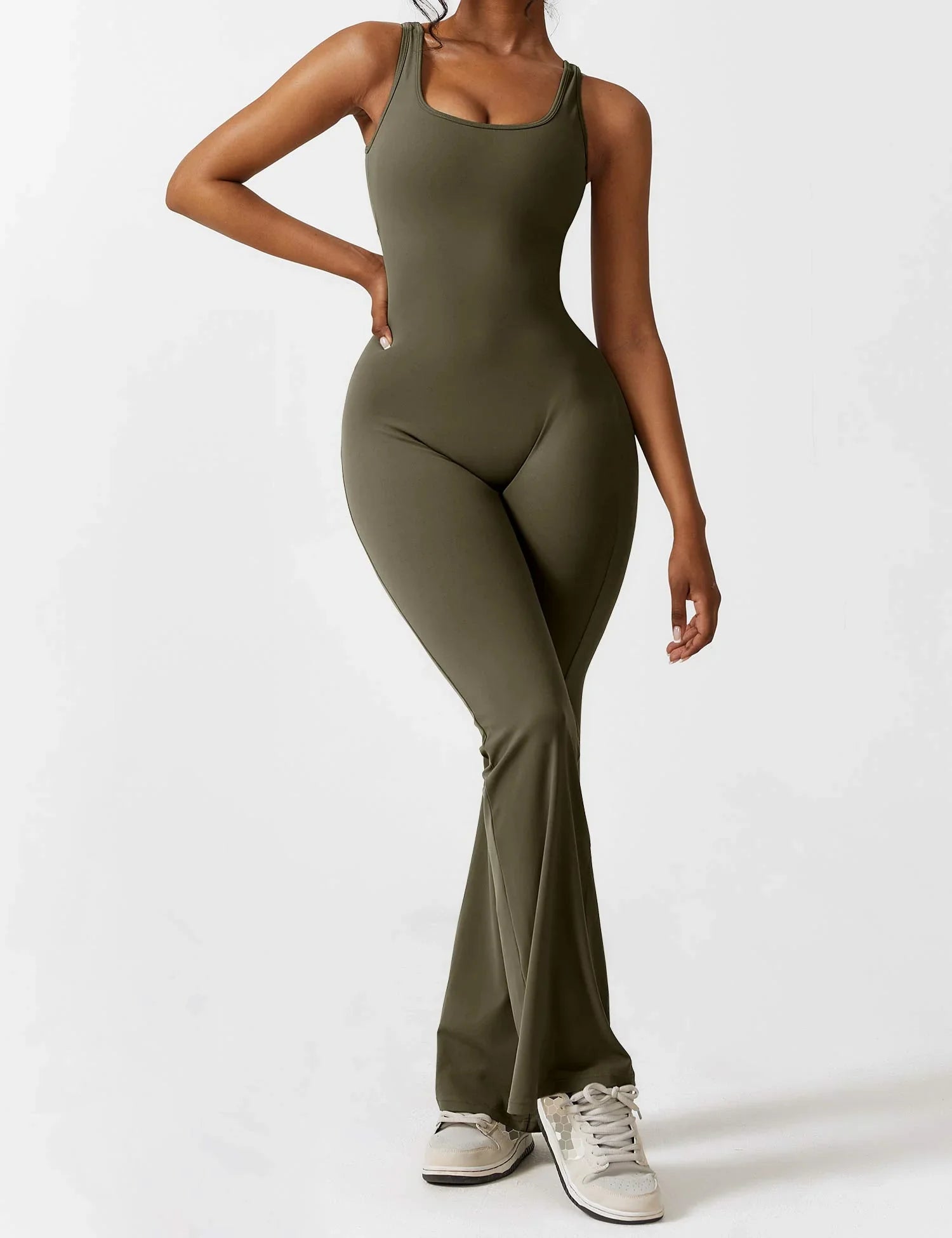 Moda &amp; Olivia™ - Butt Lift Flared Jumpsuit